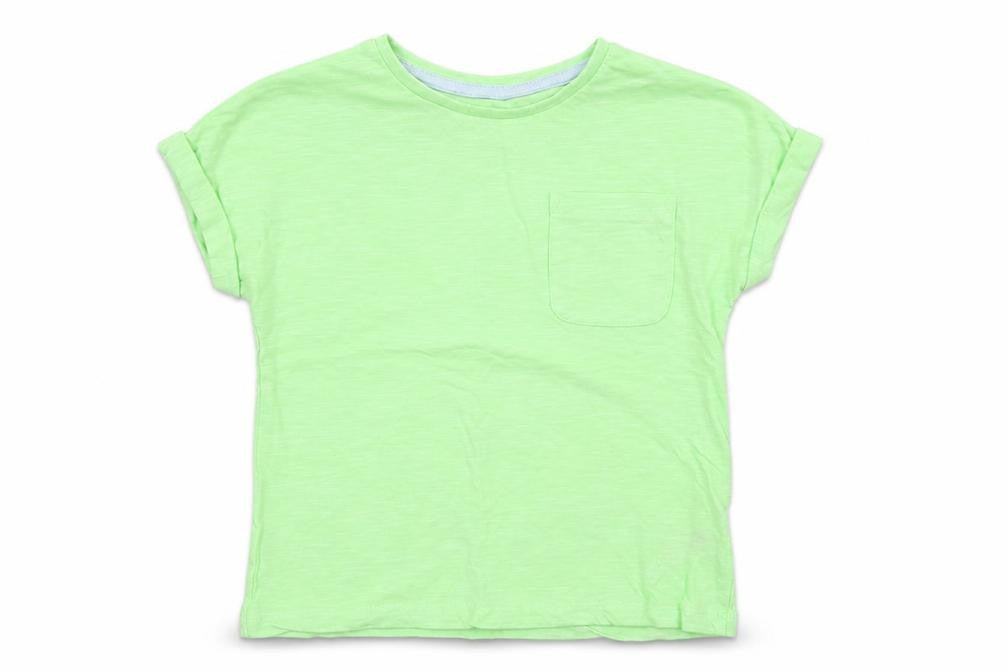 Dunnes Stores Girls Green  Cotton Pullover T-Shirt Size 2-3 Years Crew Neck