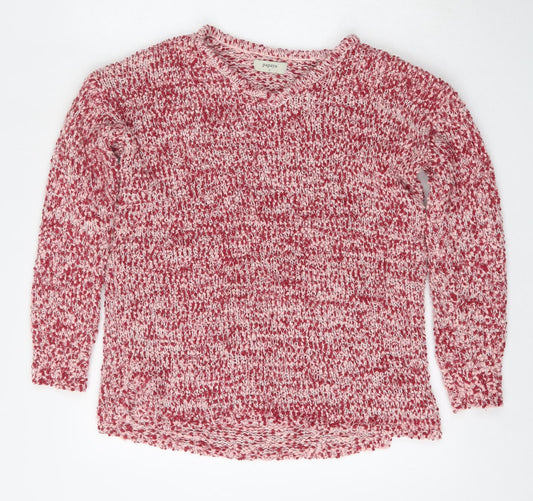 Papaya Womens Red V-Neck  Polyester Pullover Jumper Size S