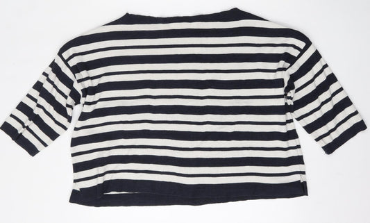 Atmosphere Womens Multicoloured Square Neck Striped Cotton Pullover Jumper Size 14