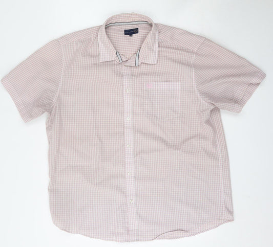 Lincoln Mens Pink Check Polyester  Button-Up Size XL Collared