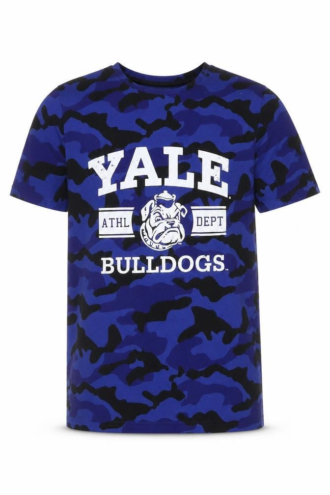 Yale Boys Blue Camouflage Cotton Basic T-Shirt Size 9-10 Years Round Neck  - Yale University