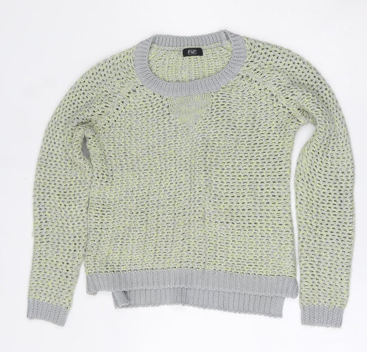 F&F Womens Green Round Neck  Acrylic Pullover Jumper Size 8