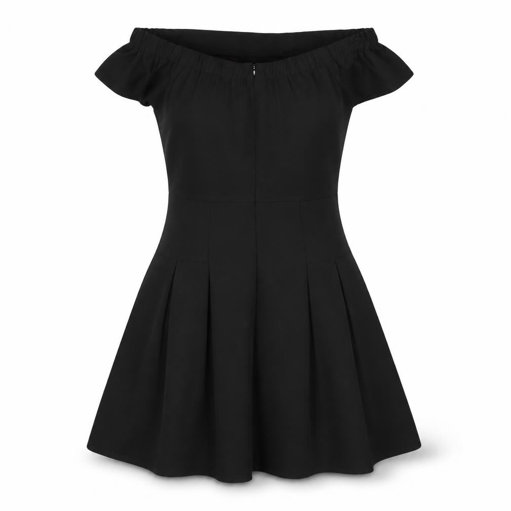 Boohoo Womens Black  Polyester Fit & Flare  Size 10  Boat Neck