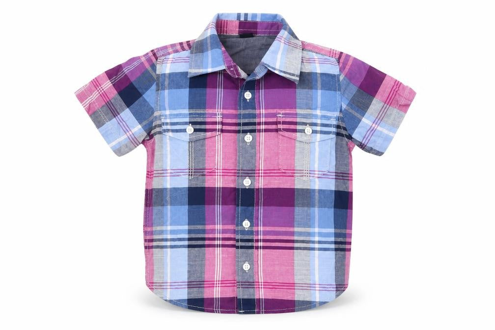 Gap Boys Multicoloured Plaid Cotton Basic Button-Up Size 4 Years Collared Button