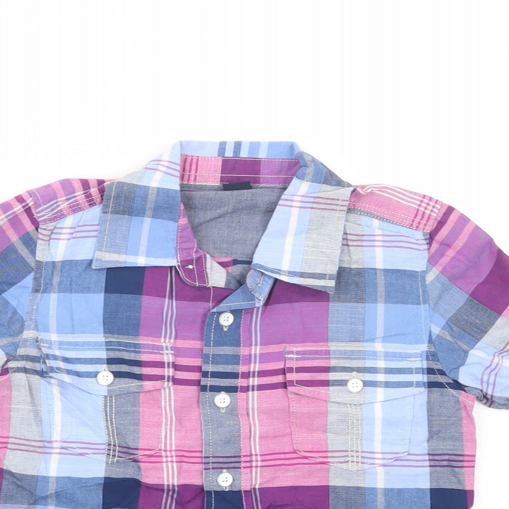 Gap Boys Multicoloured Plaid Cotton Basic Button-Up Size 4 Years Collared Button