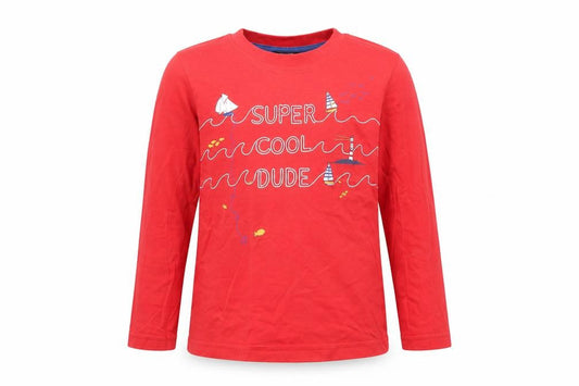 George Girls Red  Cotton Pullover T-Shirt Size 4-5 Years Crew Neck Pullover - Super Cool Dude