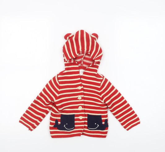 Gap Baby Red Striped Cotton Cardigan Jumper Size 12-18 Months  Button
