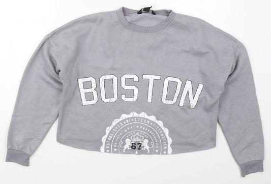 New Look Girls Grey  Polyester Pullover Sweatshirt Size 14-15 Years  Pullover - Boston