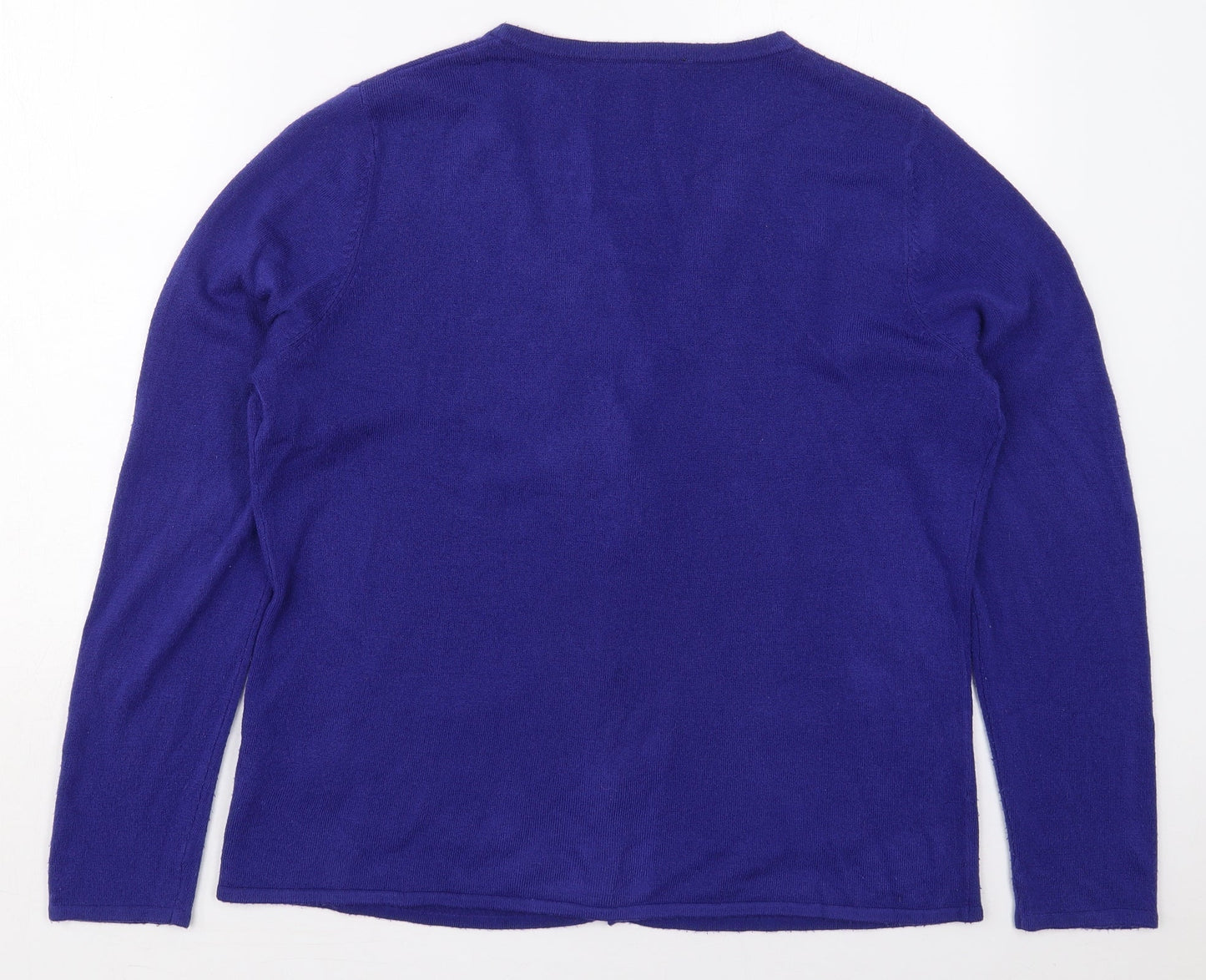 Bonmarché Womens Blue V-Neck  Acrylic Cardigan Jumper Size 16