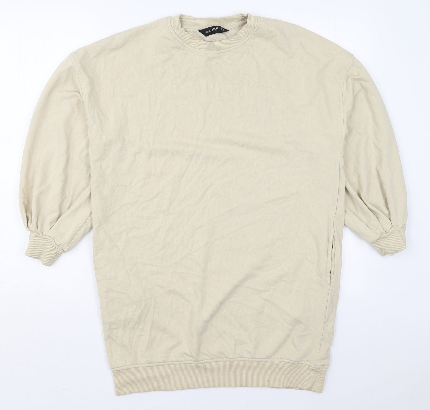 F&F Womens Beige  Cotton Pullover Sweatshirt Size 8  Pullover