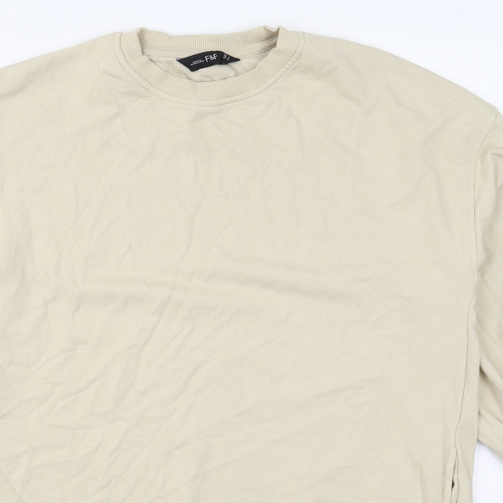 F&F Womens Beige  Cotton Pullover Sweatshirt Size 8  Pullover