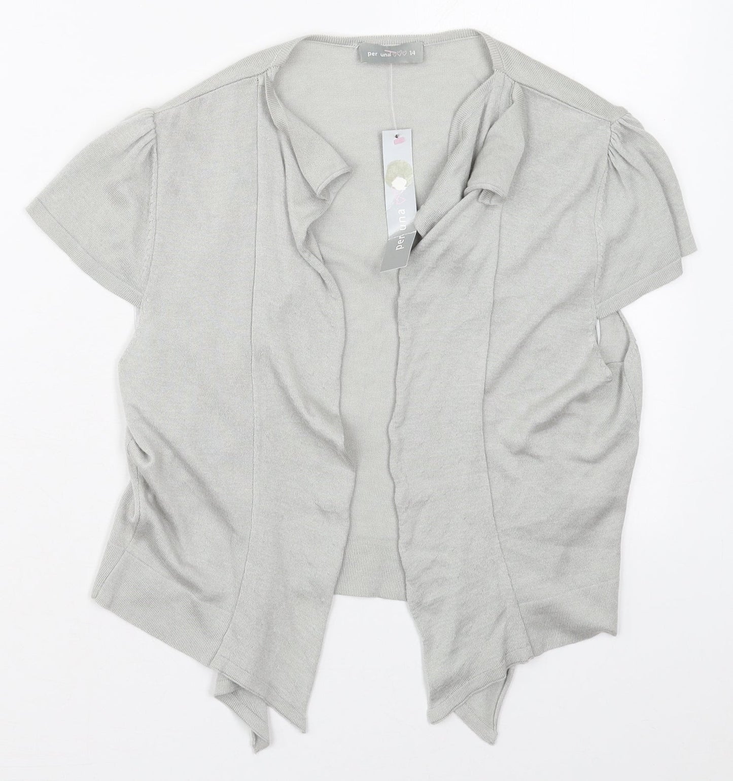 Per Una Womens Grey V-Neck  Viscose Cardigan Jumper Size 14