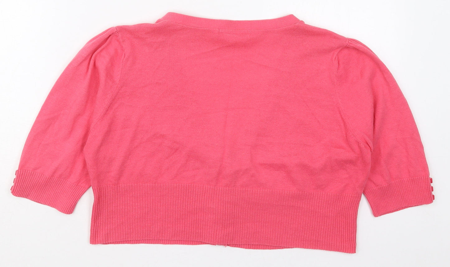 Marks and Spencer Womens Pink V-Neck  Cotton Cardigan Jumper Size 14