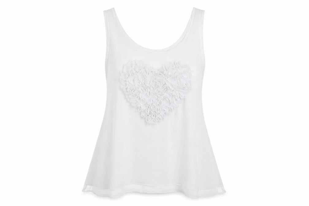 Max C Womens White  Polyester Basic Tank Size 8 Scoop Neck - Heart