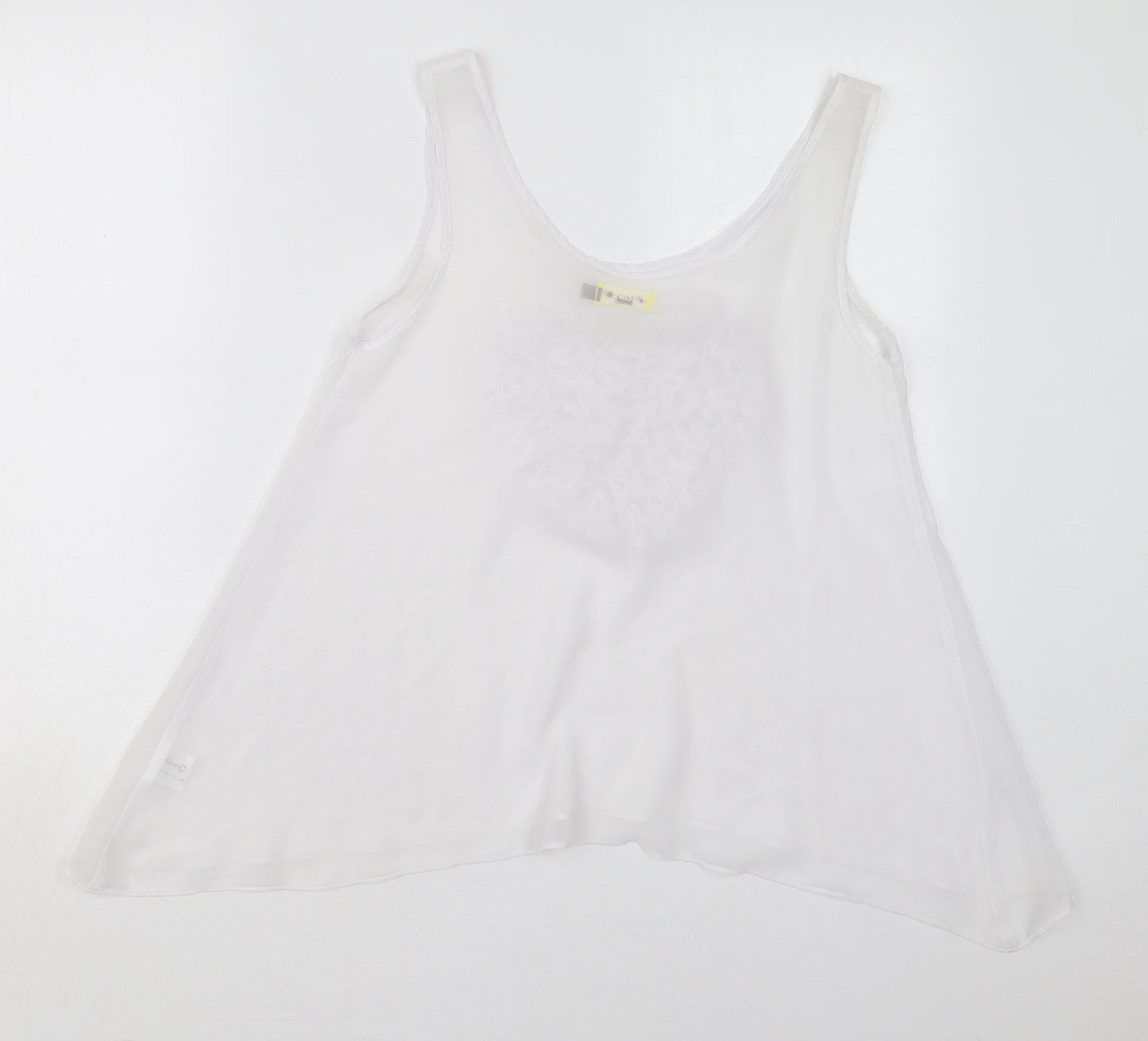 Max C Womens White  Polyester Basic Tank Size 8 Scoop Neck - Heart