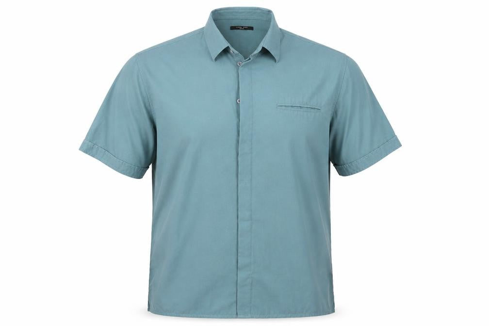 St Bernard Mens Blue  Polyester  Button-Up Size M Collared Button