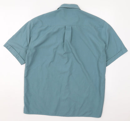 St Bernard Mens Blue  Polyester  Button-Up Size M Collared Button