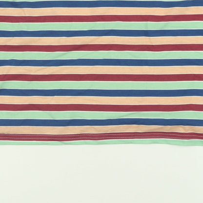 Missguided Womens Multicoloured Striped Polyester Cropped T-Shirt Size 8 Crew Neck