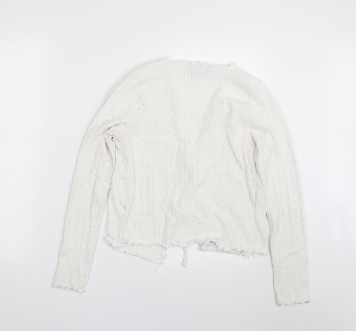 New Look Womens White V-Neck  Polyester Cardigan Jumper Size 10   - Tie