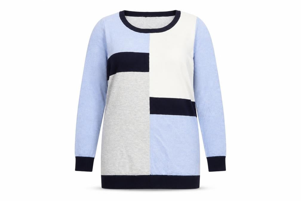 M&Co Womens Blue Crew Neck  Viscose Pullover Jumper Size 8