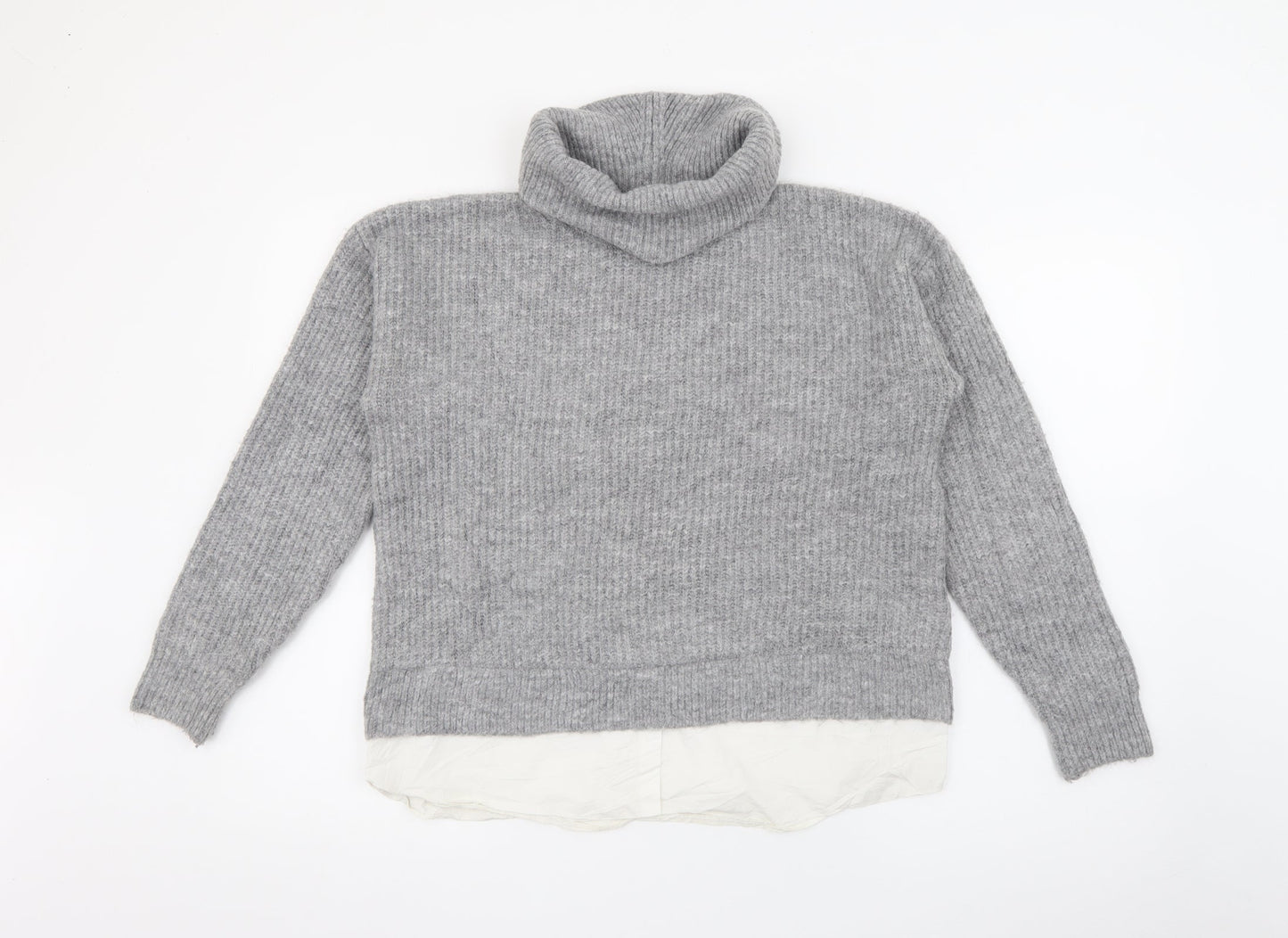 New Look Womens Grey Roll Neck  Acrylic Pullover Jumper Size S