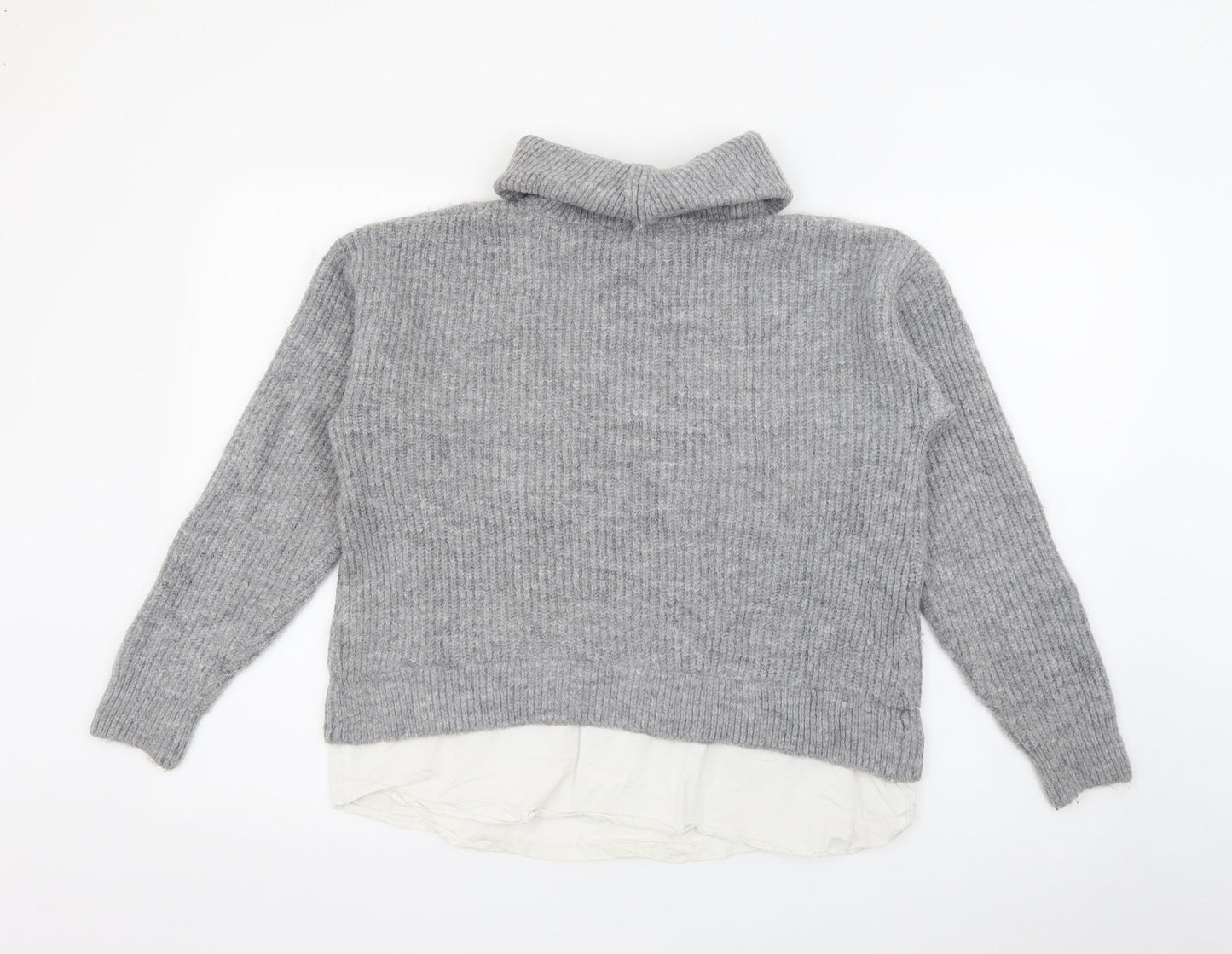 New Look Womens Grey Roll Neck  Acrylic Pullover Jumper Size S