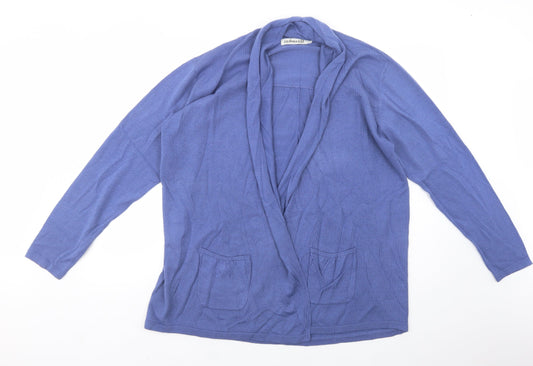 Cashmasoft Womens Blue Collared  Acrylic Cardigan Jumper Size XL