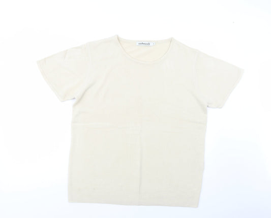 Cashmasoft Womens Beige Crew Neck  Acrylic Pullover Jumper Size XL