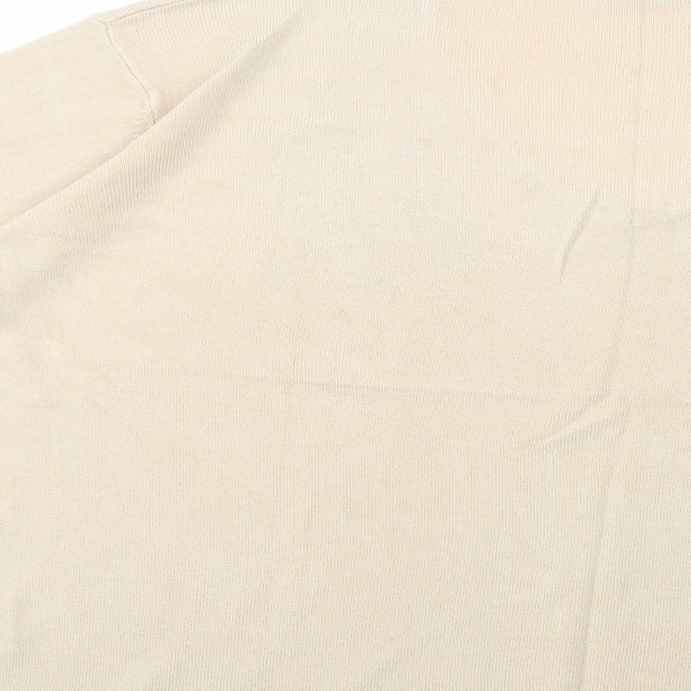 Cashmasoft Womens Beige V-Neck  Acrylic Pullover Jumper Size XL