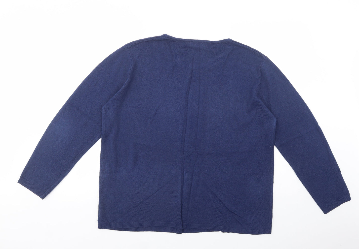 Cashmasoft Womens Blue Crew Neck  Acrylic Pullover Jumper Size XL