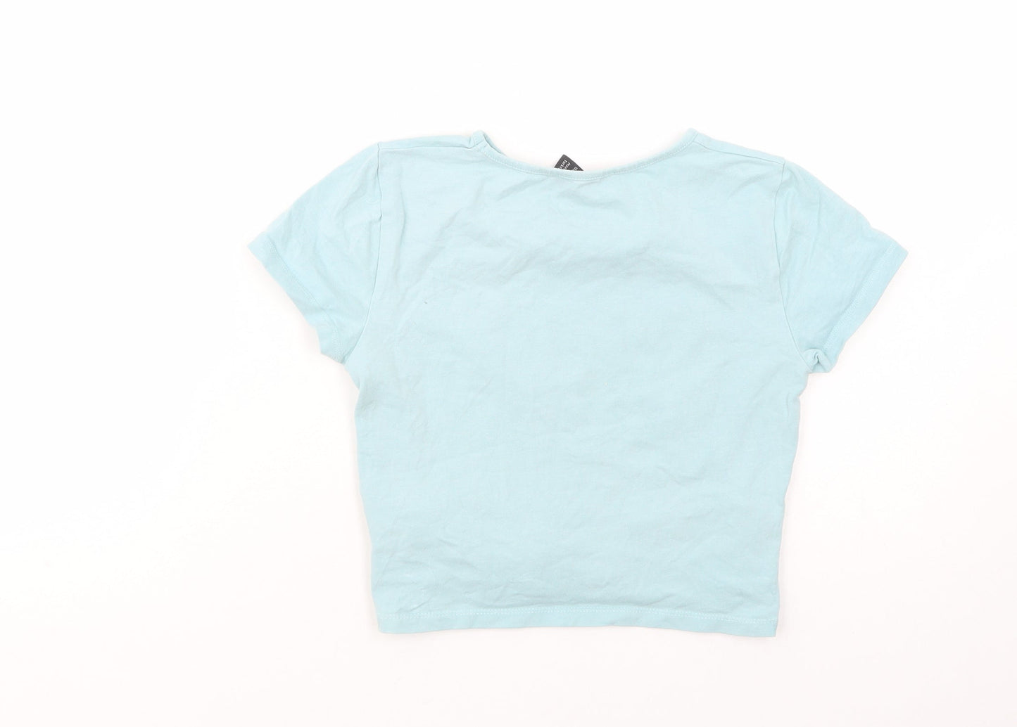 New Look Girls Green  Cotton Cropped T-Shirt Size 12-13 Years Crew Neck Pullover - Offline