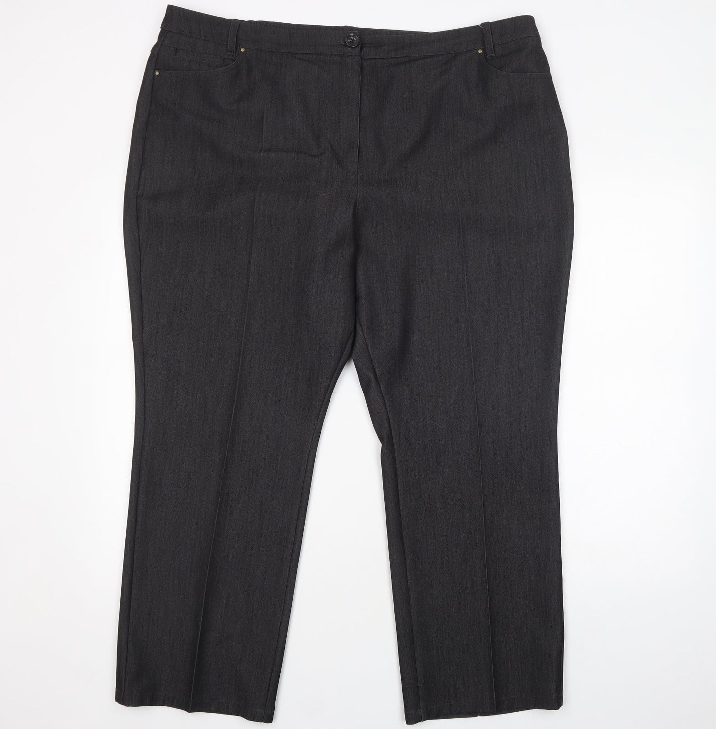 Marks and Spencer Womens Grey  Polyester Dress Pants Trousers Size 20 L27 in Regular Button