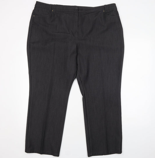 Marks and Spencer Womens Grey  Polyester Dress Pants Trousers Size 20 L27 in Regular Button