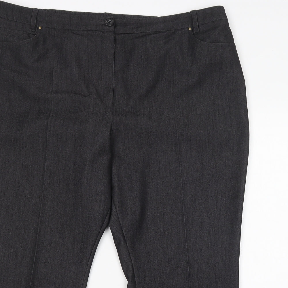 Marks and Spencer Womens Grey  Polyester Dress Pants Trousers Size 20 L27 in Regular Button