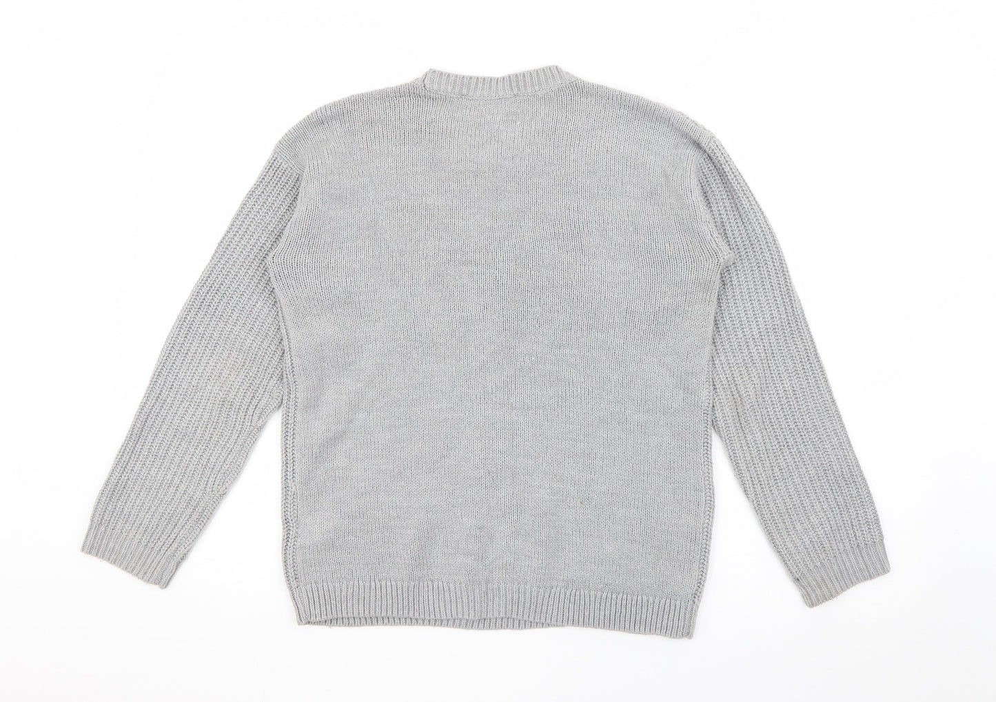 Dorothy Perkins Womens Grey Crew Neck  Acrylic Pullover Jumper Size 8