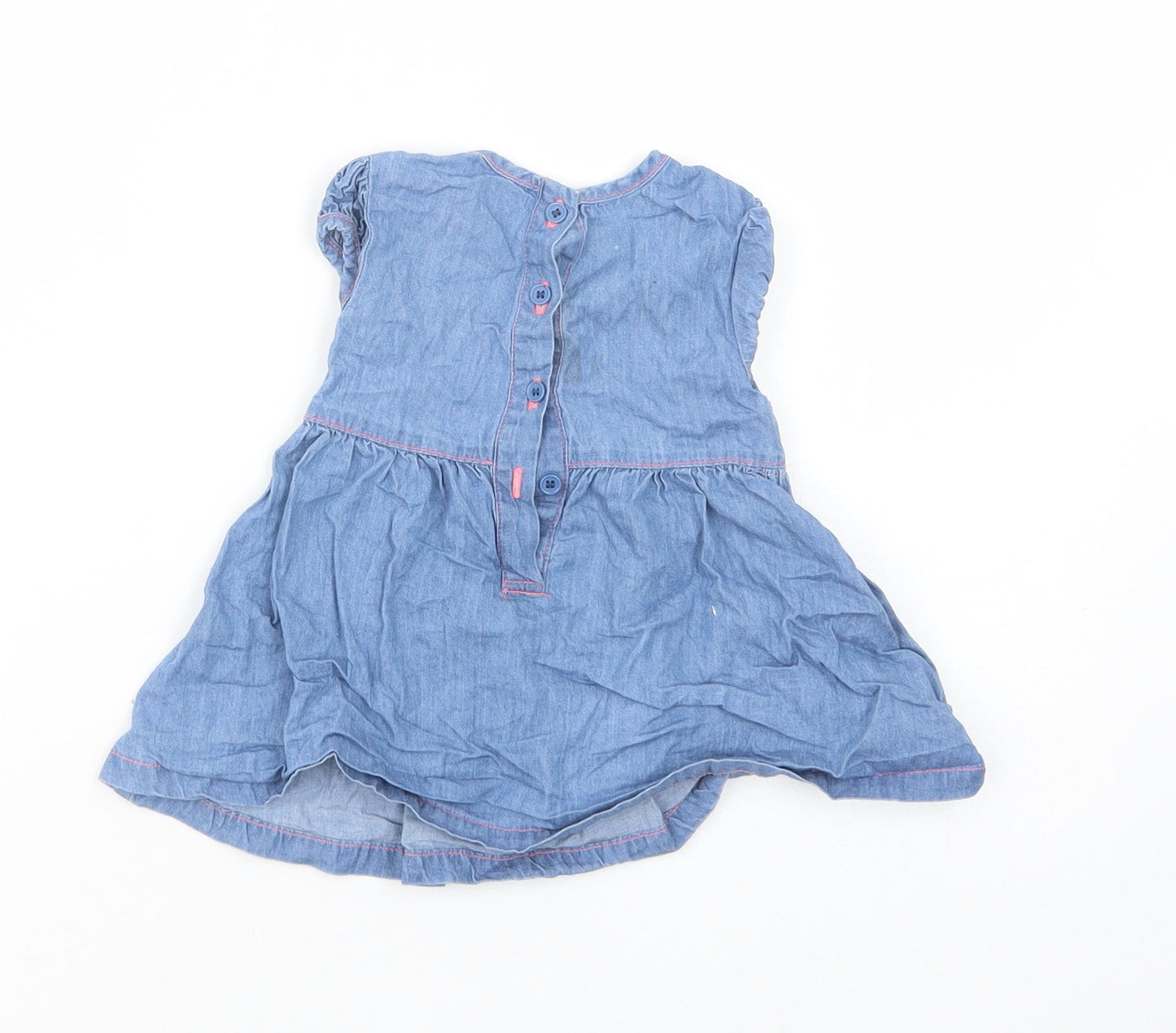George Baby Blue  Cotton Fit & Flare  Size 3-6 Months  Crew Neck Button - Minnie Mouse