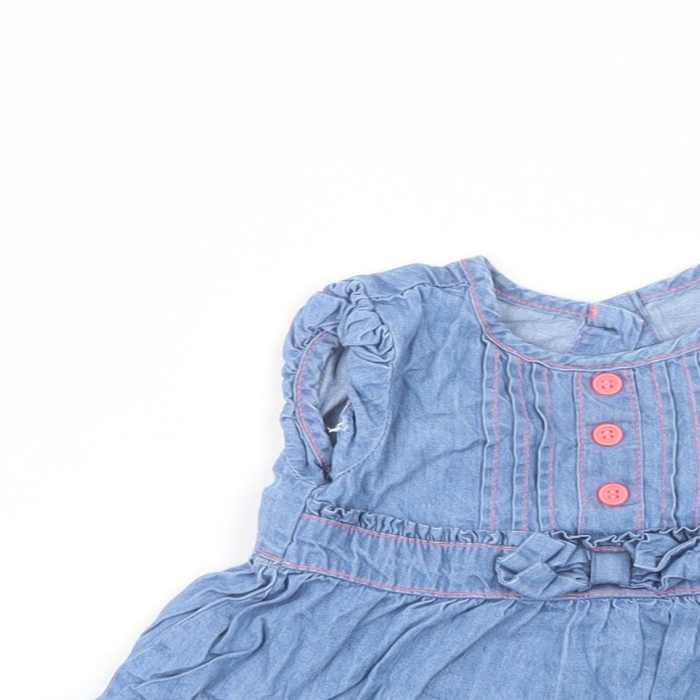 George Baby Blue  Cotton Fit & Flare  Size 3-6 Months  Crew Neck Button - Minnie Mouse