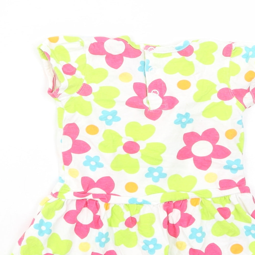Knot So Bad Baby White Floral Cotton Basic Blouse Size 6-9 Months Crew Neck Snap