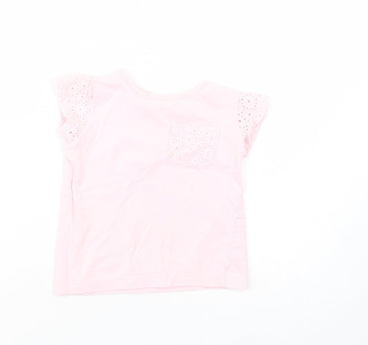 E-vie Angel Girls Pink  Cotton Pullover T-Shirt Size 3 Years Crew Neck Pullover
