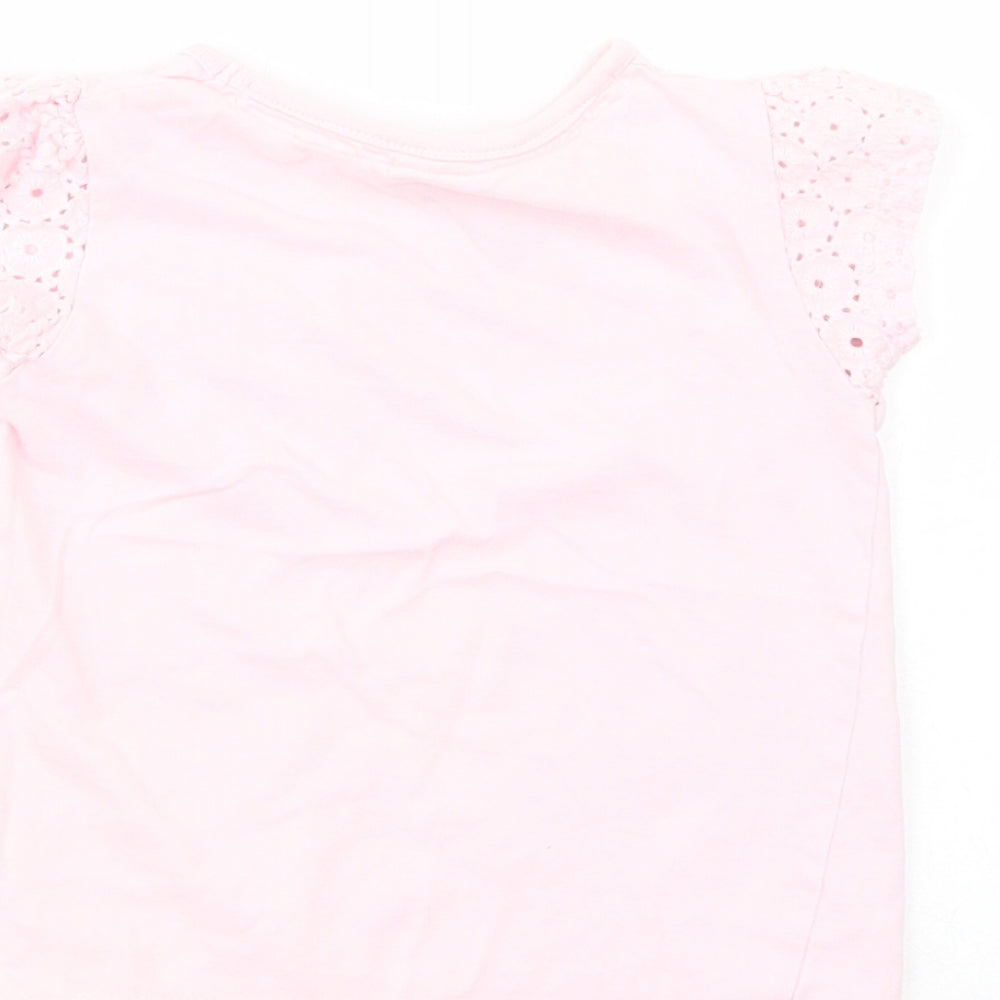 E-vie Angel Girls Pink  Cotton Pullover T-Shirt Size 3 Years Crew Neck Pullover