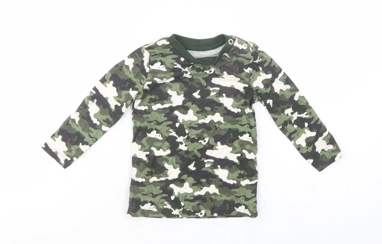 Dunnes Stores Baby Green Camouflage Cotton Pullover T-Shirt Size 6-9 Months Crew Neck Pullover