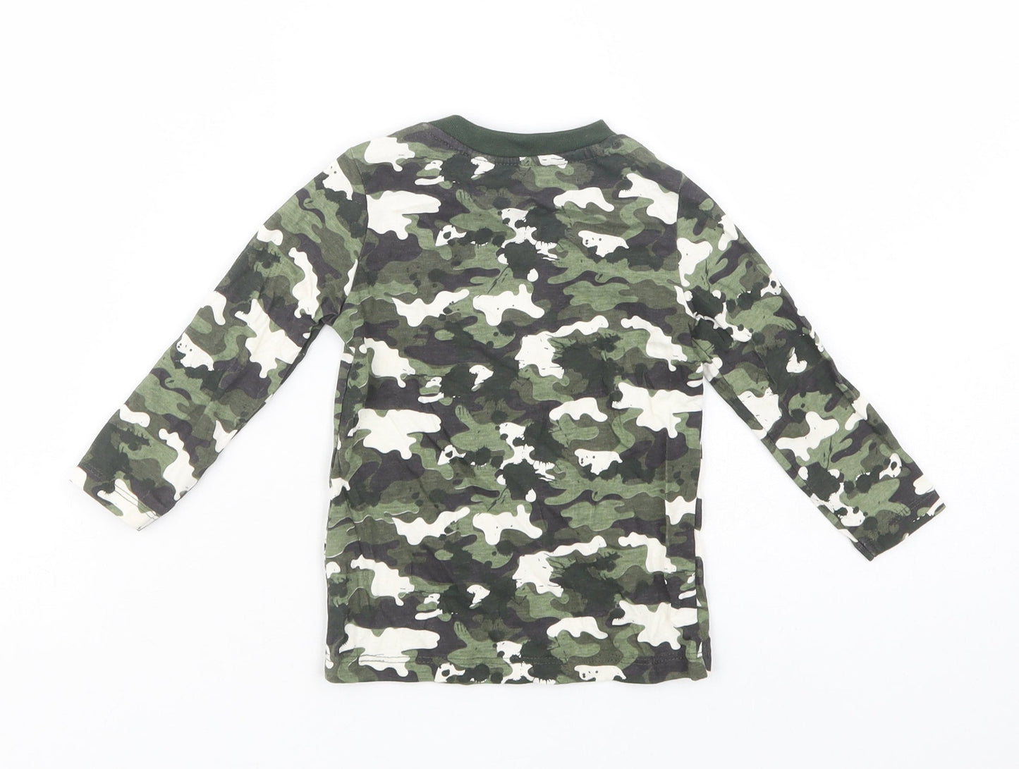 Dunnes Stores Baby Green Camouflage Cotton Pullover T-Shirt Size 6-9 Months Crew Neck Pullover