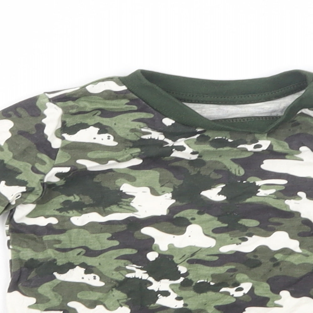 Dunnes Stores Baby Green Camouflage Cotton Pullover T-Shirt Size 6-9 Months Crew Neck Pullover