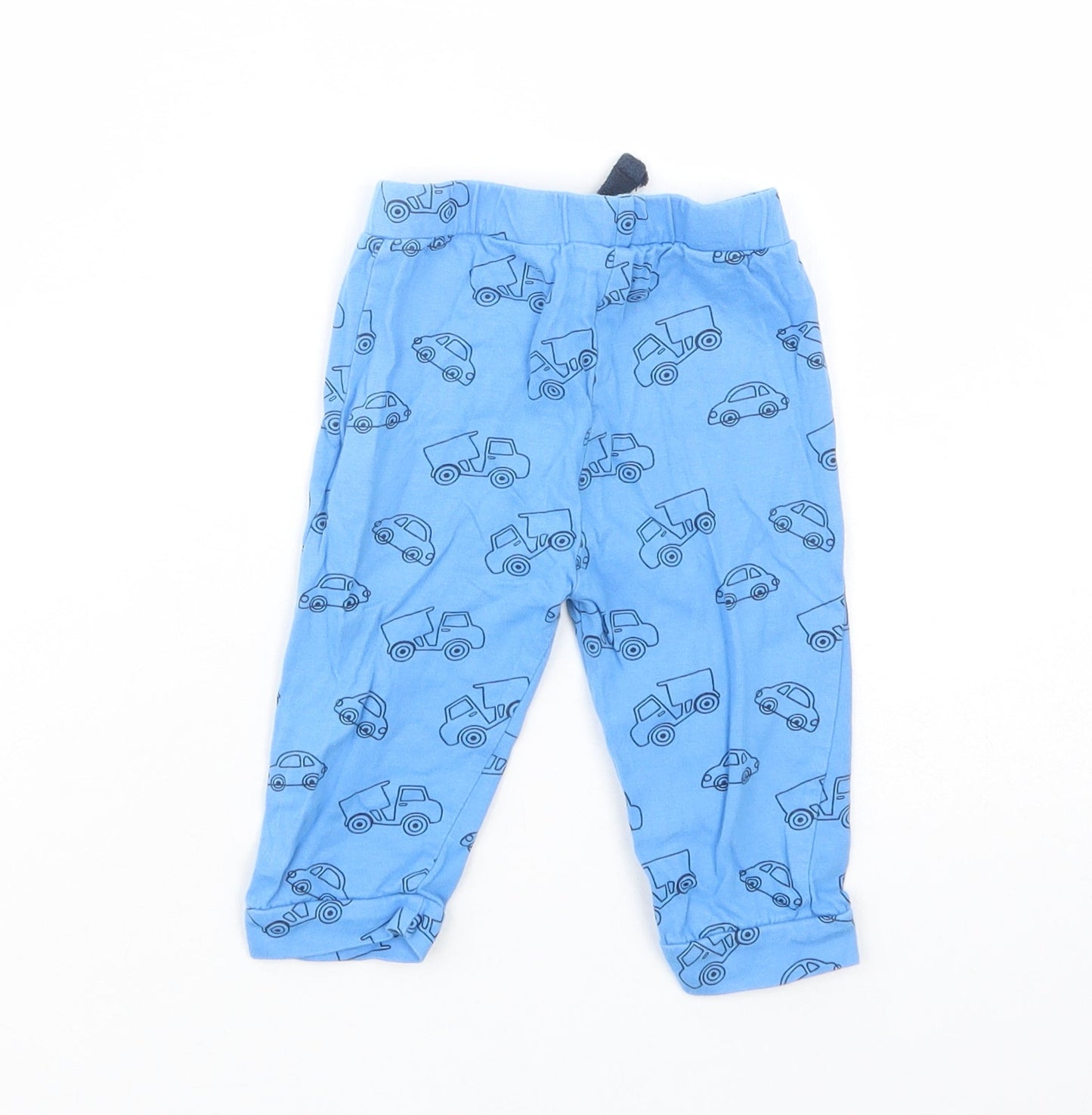 Peacocks Baby Blue Geometric Cotton Jogger Leggings Size 6-9 Months  Drawstring - Car Print