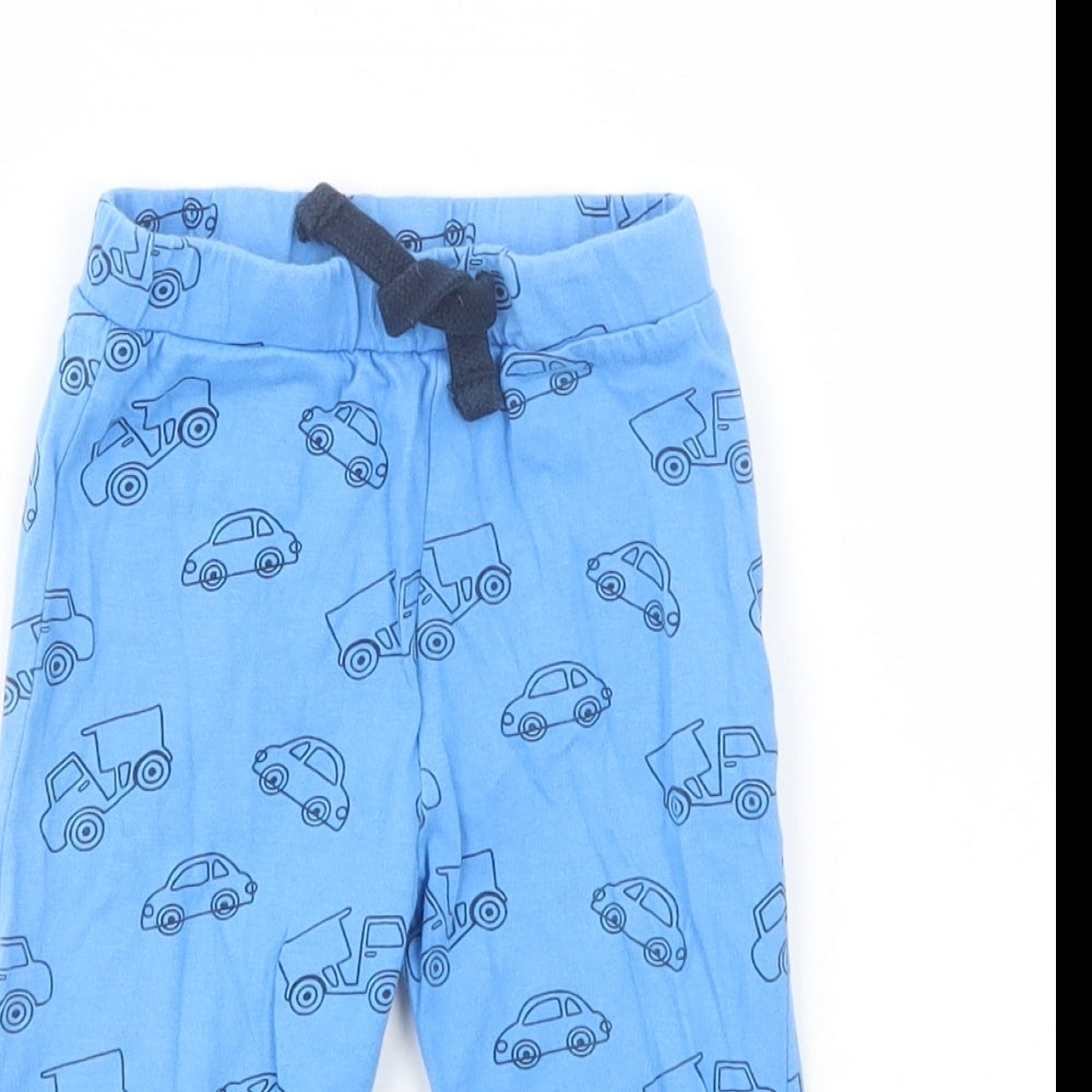 Peacocks Baby Blue Geometric Cotton Jogger Leggings Size 6-9 Months  Drawstring - Car Print