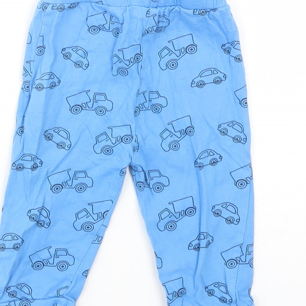 Peacocks Baby Blue Geometric Cotton Jogger Leggings Size 6-9 Months  Drawstring - Car Print
