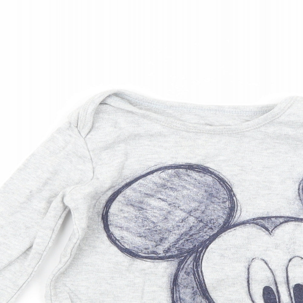 George Baby Grey  Cotton Pullover T-Shirt Size 6-9 Months Crew Neck Pullover - Mickey Mouse