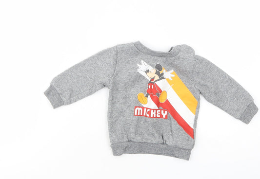 Primark Baby Grey  Polyester Pullover Jumper Size 6-9 Months  Snap - Mickey Mouse