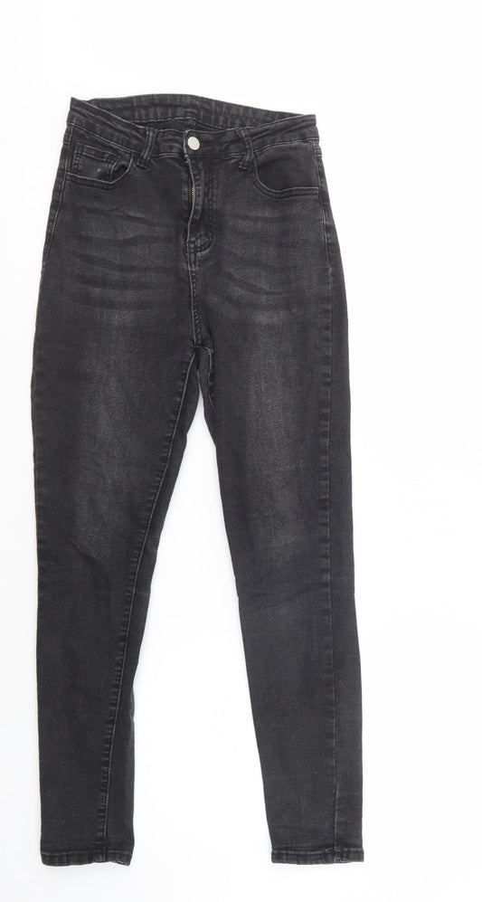 SheIn Womens Black  Cotton Skinny Jeans Size S L28 in Regular Button