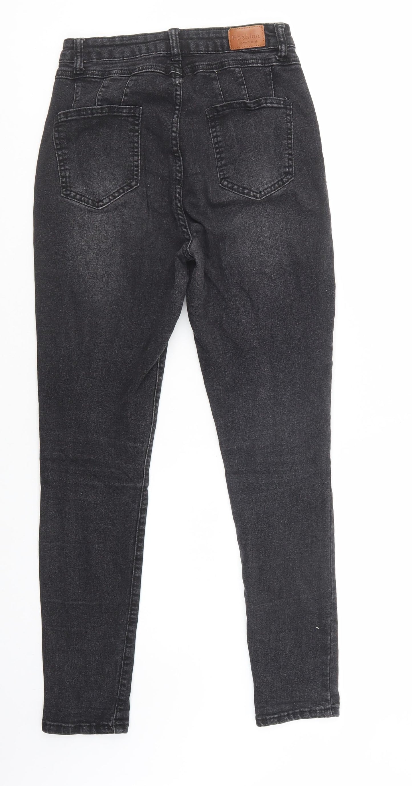 SheIn Womens Black  Cotton Skinny Jeans Size S L28 in Regular Button